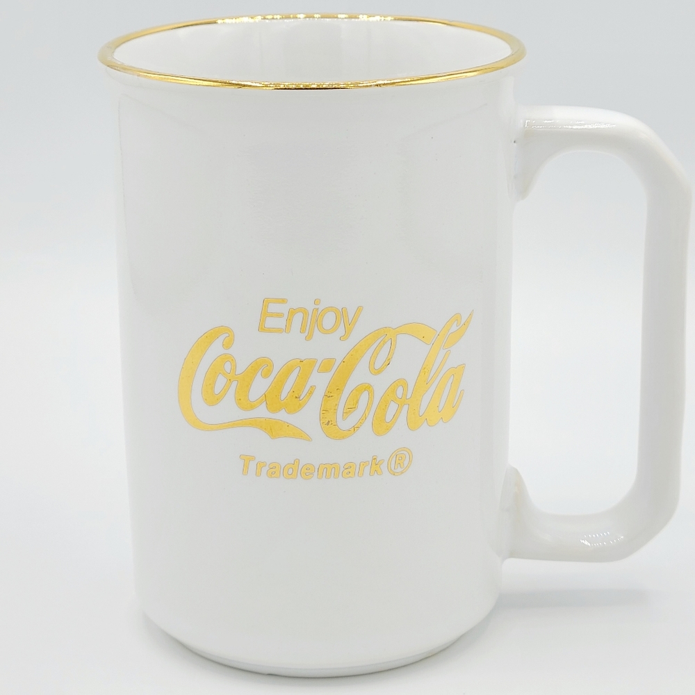 Enjoy Coca-Cola Gilded Coffee Mug / White / Gold / Made in England